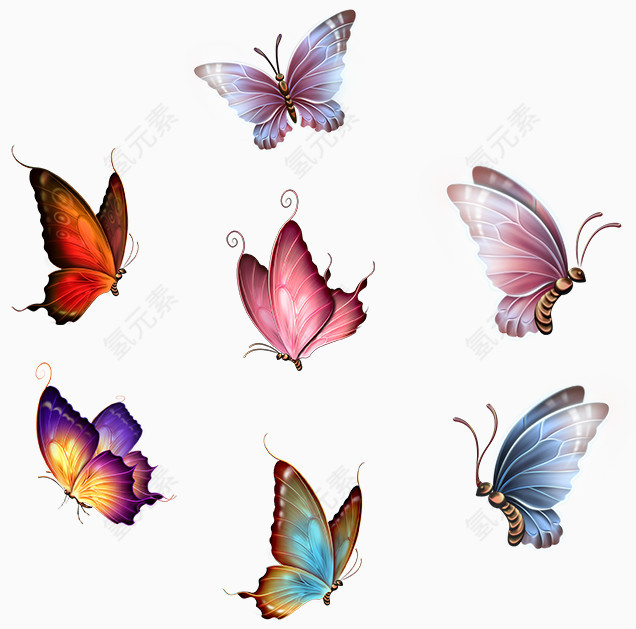 手绘彩绘美丽的蝴蝶