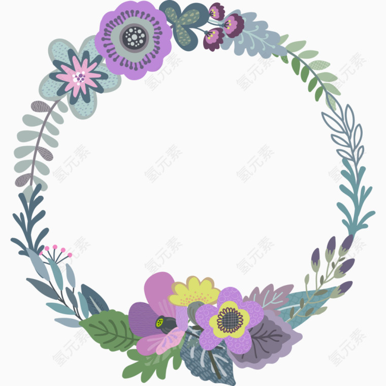 圆形花卉装饰边框
