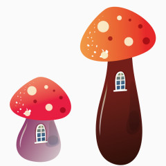 2个卡通梦幻蘑菇房子