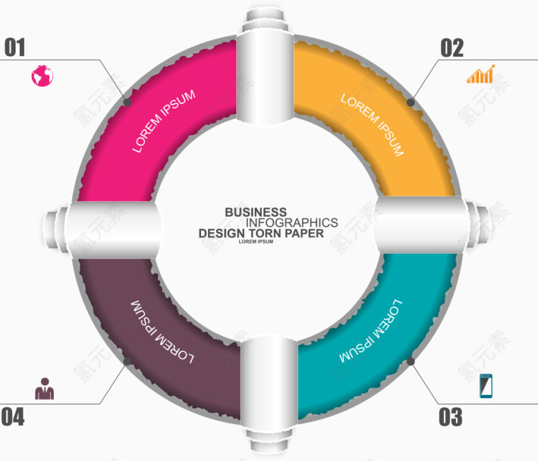 矢量圆形撕纸效果图形