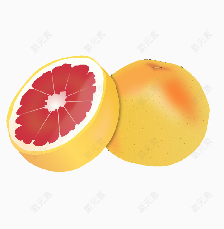 卡通手绘水果红柚