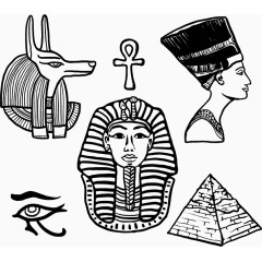 手绘古埃及元素矢量素材