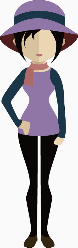 紫帽紫衣时髦女人矢量素材