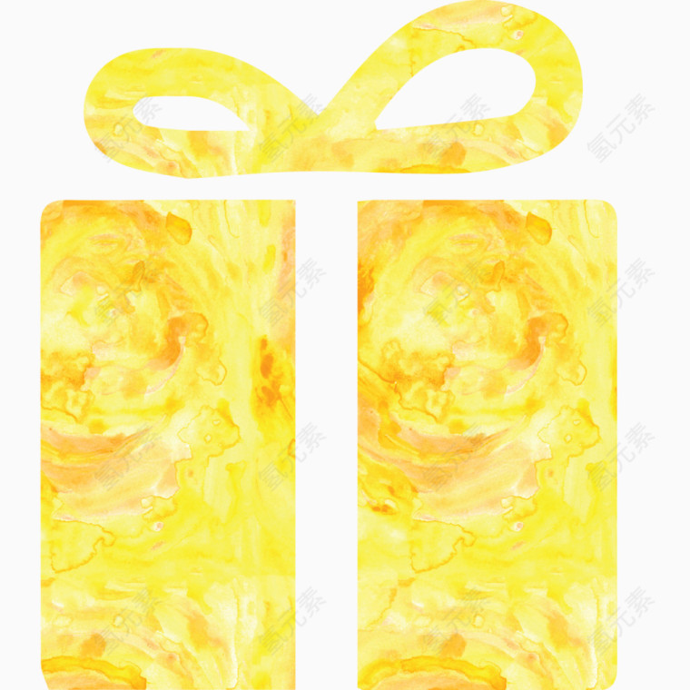 水彩画黄色礼物
