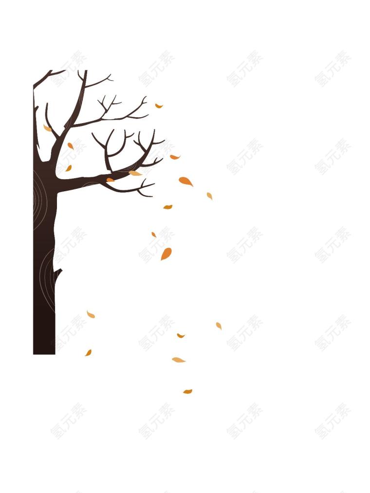 秋季光秃秃的树干