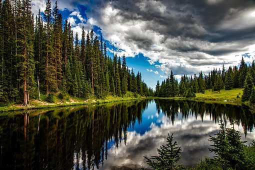 艾琳湖,科罗拉多州,水,几点思考,天空,云,森林,树,伍兹,景观,景区