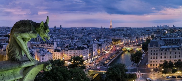 巴黎,石像鬼之,法国,结构,建筑物,资本,哥特,城市,城市的灯光,市容