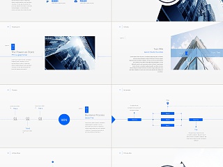 蓝色简约商务风金融业多图表企业介绍PPT模板