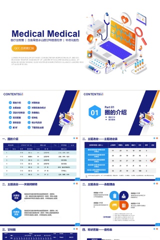 医疗品管圈 QCC品管圈汇报PPT模板