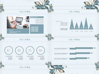 清新文艺企业通用PPT模板月度工作总结ppt 