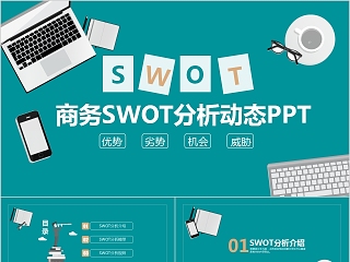 商务SWOT分析动态PPT模板