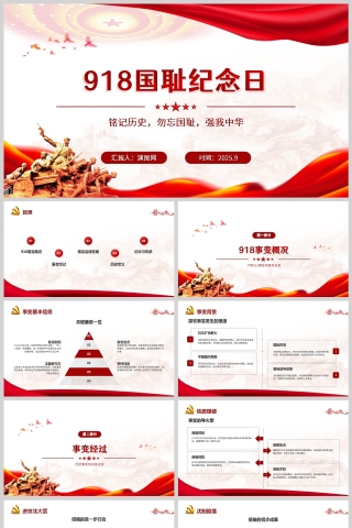 九一八勿忘国耻铭记历史党课学习教育PPT
