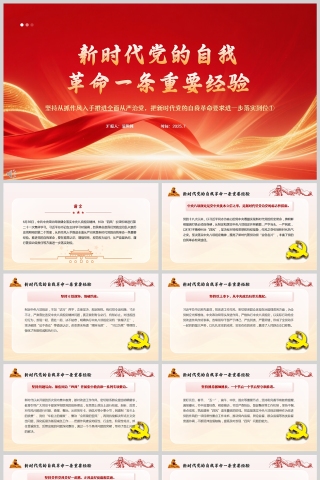 红色党政风新时代党的自我革命一条重要经验党课ppt