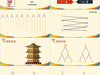 顶点数学10以内连加连减PPT模板