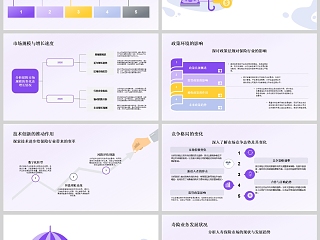 紫色简约保险行业年度工作总结PPT模板