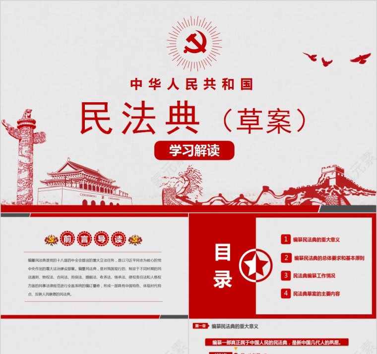 学习解读中华人民共和国民法典（草案）PPT第1张