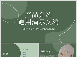 现代公司橄榄绿深绿色不规则几何形状产品介绍ppt