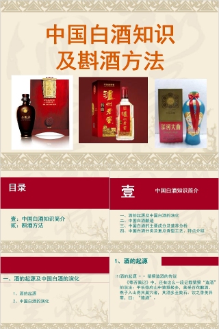 中国白酒知识及斟酒方法中国酒文化PPT模板