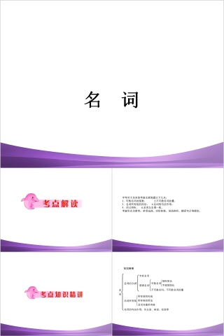 简约初中英语语法名词PPT模板