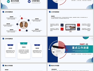 蓝绿简约清新商务部门工作总结汇报通用PPT模板