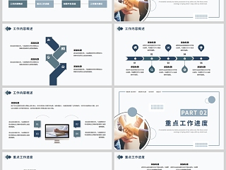 墨蓝商务风工作总结ppt模板