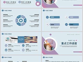 蓝紫渐变简约商务工作总结ppt模板