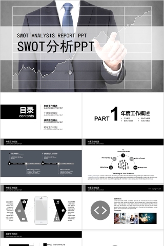 简约企业公司SWOT分析PPT模板