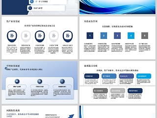蓝色商务银行高管年终总结PPT模板