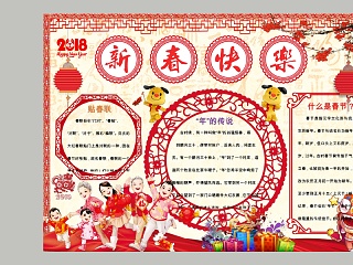 新年快乐贴春联什么是春节手抄小报