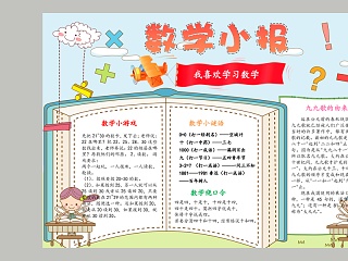 简约清新小学生数学小报教育手抄小报